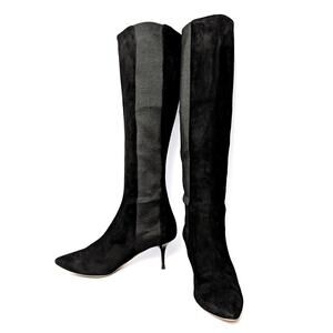 Jimmy Choo Faith 85 Black Suede Stretch Knee-High Boots